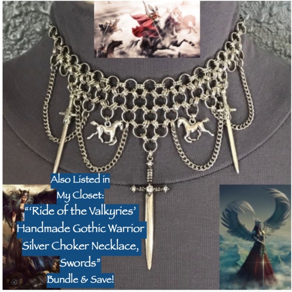 "Ride of the Valkyries #3" Handmade Gothic Warrior Silver Choker Necklace Viking - Picture 16 of 16